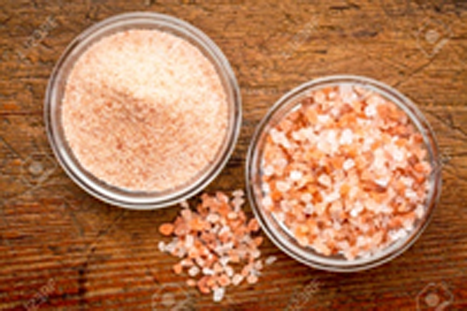 Description: 82399455-fine-and-coarse-crystals-of-pink-himalayan-salt-in-glass-bowls-on-rustic-wood-top-view.jpg